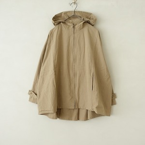 【2022AW/定価3.8万】エヴァムエヴァ evam eva *COTTON HOODED SHORT COAT*1ベージュジップアップパーカー(jk2-2404-477)【51E42】