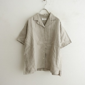 [ unused / regular price 1.3 ten thousand ]...kagure *linen open color shirt *F natural beige flax blouse tops (1-2404-455)[61E42]