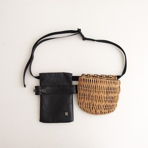 [ regular price 5 ten thousand ]eba Goss ebagos *L and D rattan with pocket pochette * black black basket basket body bag bag bag (ba85-2404-145)[71E42]