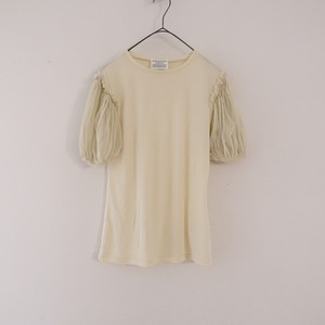 【美品/定価1.7万】アンティパスト ANTIPAST *Cotton Frice T-Shirts with Mesh Sleeve*綿アイボリー(j25-2404-436)【81E42】