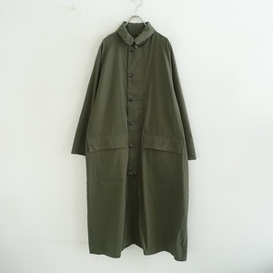 【美品】バブアー Barbour *コットンナイロンクロスロングコート*10グリーン系カーキ無地薄手(jk33-2404-605)【81E42】