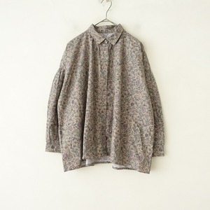 【美品/定価1.7万】ソイル soil *40’s ポプリンフラワープリントバンドカラーギャザーシャツ*1ブラウス(33-2404-873)【52E42】