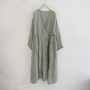 【定価3.8万】ネストローブ nest Robe *リネン先染めガーゼカシュクールワンピース*F麻羽織りローブ(1-2405-108)【92E42】