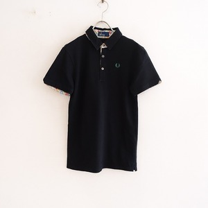 フレッドペリー FRED PERRY *LIBERTY花柄ドッキングカノコポロシャツ*Sコットンブラックショートスリーブ(2-2405-37)【92E42】