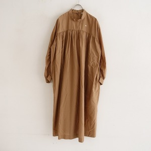  mina perhonen mina perhonen *sokeri high‐necked shirt dress One-piece *40 light brown cotton silk (33-2404-495)[13E42]