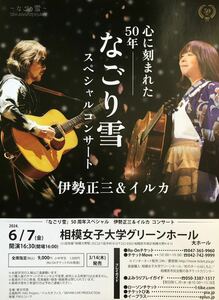 「なごり雪」50周年スペシャル 伊勢正三 & イルカ コンサート 2024年 チラシ 非売品