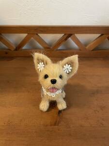 Art hand Auction haru_wool sintió Yorkshire terrier perro hecho a mano, juguete, juego, peluche, Textura de lana