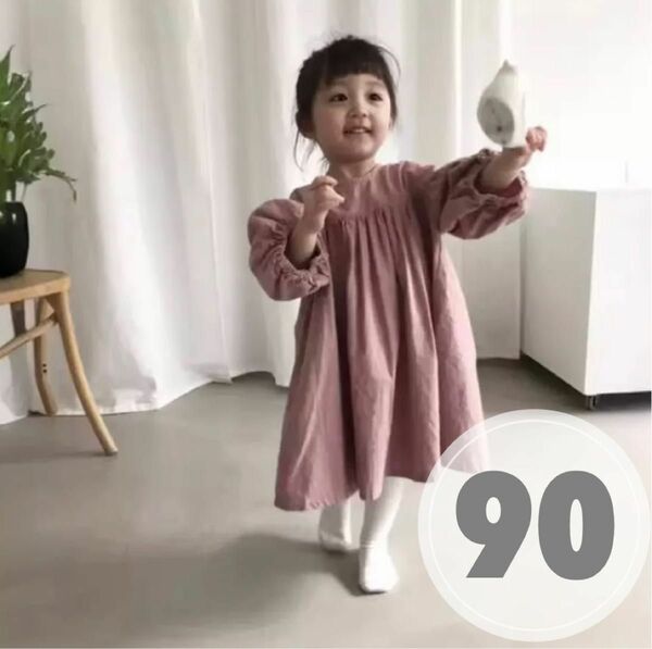 子供服 女の子 ワンピース ピンク 韓国 90 シンプル 服 可愛い キッズワンピース