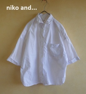●nikoand...ニコアンドゆったりシャツ3(M)白●ワイドブラウス