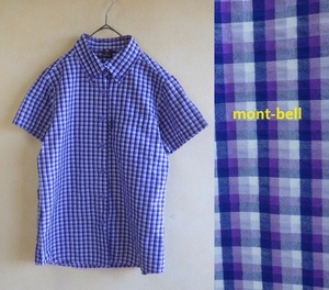 ●mont-bellモンベルチェックシャツM●シアサッカーアウトドア半袖