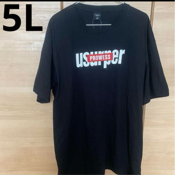 メンズ オーバーサイズ Tシャツ 5L 英語 黒
