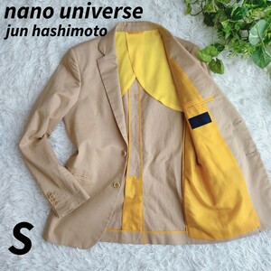 ■極美品■S相当■nano universe ナノユニバース ジュンハシモト コラボ サマーテーラードジャケット 麻 リネン メッシュ メンズ ベージュ