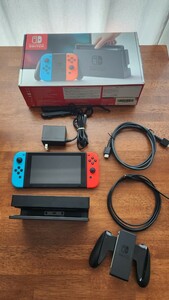 【1円】任天堂 Nintendo Switch 本体 セット ネオンブルー/ネオンレッド 初期化/動作確認済 内箱なし