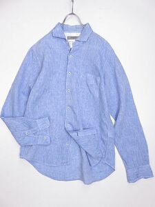 シンプリシティプリュス　SIMPLICITE PLUS　麻１００％　長袖シャツ　リネン　清涼感　霜降り　水色　ＸＬ