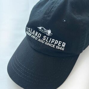 希少 ISLAND SLIPPER 6パネルキャップ ハワイ発売品　 帽子 ブラック ロゴ コットン コットンキャップ