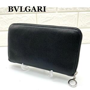 BVLGARI BVLGARY Be Zero One кожа раунд Zip длинный кошелек чёрный 