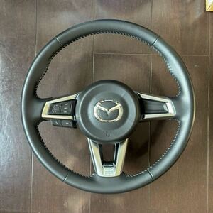 Mazda RoadsterND ND5RC Steering Genuine Hornパッド Horn 白 グレー Silverーステッチ Steering Airbag