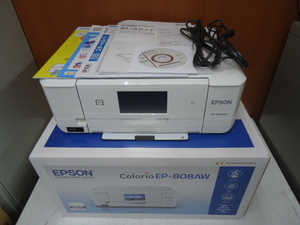 1円～★EPSON エプソン カラリオ EP-808AW インクジェットプリンター インクジェット複合機 ホワイト 17年製 箱/インク付 ジャンク