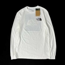 1円～!売切!【正規新品】THE NORTH FACE L/S BOX NSE TEE 長袖 Tシャツ ロンT US限定 男女兼用 ボックスロゴ アウトドア(S)白① 180902-18_画像4