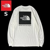 1円～!売切!【正規新品】THE NORTH FACE L/S BOX NSE TEE 長袖 Tシャツ ロンT US限定 男女兼用 ボックスロゴ アウトドア(S)白① 180902-18_画像3