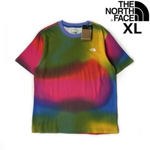 1円～!売切!【正規新品】THE NORTH FACE◆S/S ALL OVER PRINT BOX FIT TEE 半袖 Tシャツ US限定 男女兼用(XL)カラフル タイダイ柄180902-20