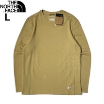 1円～!売切!【正規新品】THE NORTH FACE◆TNF TERRY CREW 長袖 Tシャツ ロンT US限定 ロゴパッチ 上質 男女兼用(L)茶 ベージュ 180902-5_画像3