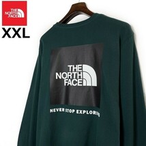 1円～!売切!【正規新品】THE NORTH FACE◆L/S BOX NSE TEE 長袖 Tシャツ ロンT US限定 ボックスロゴ 男女兼用 キャンプ(XXL)緑② 180902-5_画像2