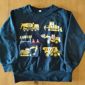 110 薄手トレーナー　 Tシャツ　 UT　働く車　ダンプカー　ショベルカー　ロードローラー