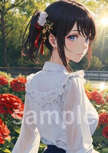 AN050530【高画質 A4 アートポスター 一点もの】イラスト アニメ 絵 かわいい セクシー 美人 美少女 フェチ 下着 コスプレ グラビア