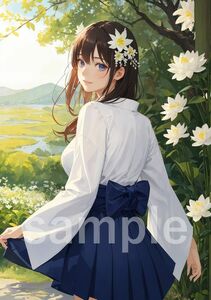 AN050540【高画質 A4 アートポスター 一点もの】イラスト アニメ 絵 かわいい セクシー 美人 美少女 フェチ 下着 コスプレ グラビア