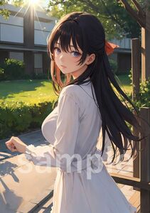 AN050536【高画質 A4 アートポスター 一点もの】イラスト アニメ 絵 かわいい セクシー 美人 美少女 フェチ 下着 コスプレ グラビア