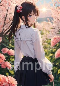 AN050531【高画質 A4 アートポスター 一点もの】イラスト アニメ 絵 かわいい セクシー 美人 美少女 フェチ 下着 コスプレ グラビア