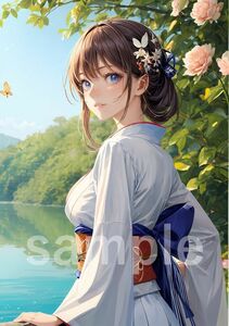 AN050550【高画質 A4 アートポスター 一点もの】イラスト アニメ 絵 かわいい セクシー 美人 美少女 フェチ 下着 コスプレ グラビア