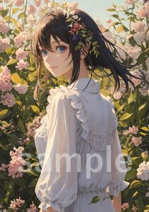 AN050512【高画質 A4 アートポスター 一点もの】イラスト アニメ 絵 かわいい セクシー 美人 美少女 フェチ 下着 コスプレ グラビア