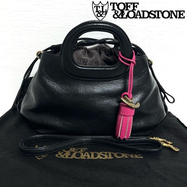 TOFF&LOADSTONE トフ アンド ロードストーン オーバル レザー 2WAY バッグ ハンドバッグ ショルダーバッグ ブラック 黒