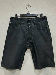 *ARMANI JEANS Armani Jeans original leather half Short leather ntsu green black Roo mania made 31 BJBD.E