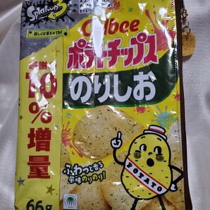 カルビーCalbeeポテトチップスのりしおスプラトゥーン 10％増量お菓子パッケージリメイクポーチ A5が入るサイズ ハンドメイド