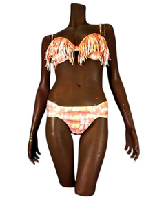 ap1621 0 free shipping new goods dazzlin×ROXY Dazzlin Roxy bikini M size under 70~75 orange swimsuit fringe wire pad summer 