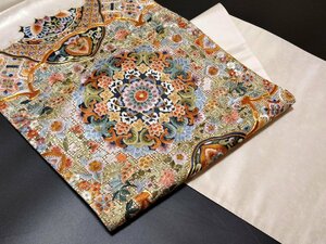 総刺繍　宝相華文様　贅を尽くした刺繍美　袋帯　キモノマルシェ【G-101】