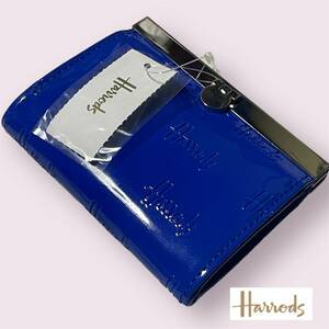 紙タグ値札付き【新品】ハロッズ Harrods エナメルブルー コインパース