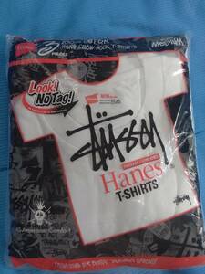 新品未開封 Hanes x Stussy Mサイズ 無地 丸首Tシャツ 白 3枚PACK / 80s 90s 00s nike old usa製 黒タグ 紺タグ ショーンフォント 非売品