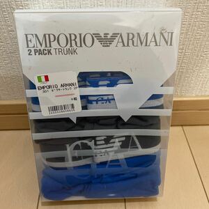 送料無料　未使用　EMPORIO ARMANI エンポリオ アルマーニ ボクサーブリーフ　ブルー　グレー　Sサイズ　2枚組　ストレッチコットン　