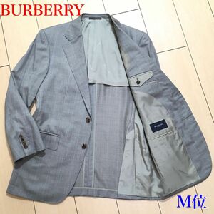 美品★バーバリー ロンドン シルク混 グレー系 テーラード ジャケット BURBERRY 背抜き 春夏秋 AB4 M位 A766