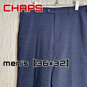 C1147【CHAPS】スラックスパンツ【36×32インチ】ネイビー