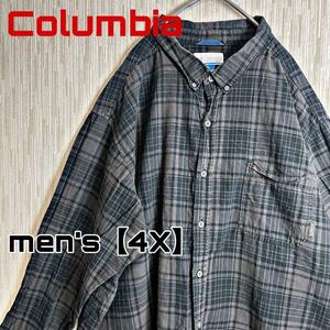 【H50】Columbia 長袖ボタンダウンシャツ【4X】チェック