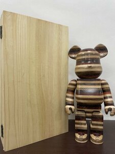 BE@RBRICK x Karimoku x 400% by MEDICOM TOY Bearbrick carved wooden Messhi pattern ornament # used # beautiful goods # box attaching 