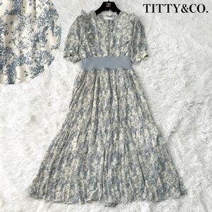 TITTY&CO. ティティアンドコー トワルドジュイプリーツミディワンピース フレア ロング丈 総柄 ウエストゴム フリーサイズ