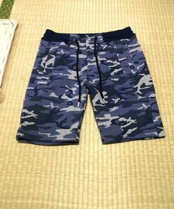 【AKM】AKM ORIGINAL STRETCH JERSEY COLLECTION solid harf pants 最強スウェット カモフラ ハーフパンツ S ネイビー 美品 定価4万超