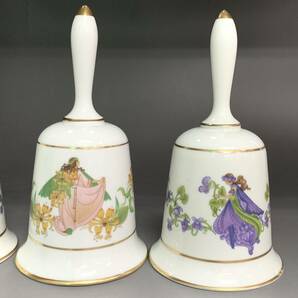 FRANKLIN PORCELAIN フランクリン・ポーセリン ディナーベル ハンドベル 4種セット 花の妖 陶器製の画像3