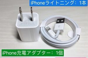 1個Apple純正品質電源アダプター充電器と1本iPhoneライトニングケーブル